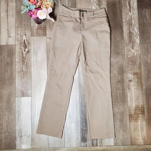 Lee Regular Fit Straight Leg Mid Rise Beige Tan Dress Pants Women's Size 8 Med